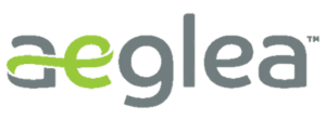 Aeglea logo on a green background.