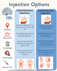 A diagram showing the different types of injection options.