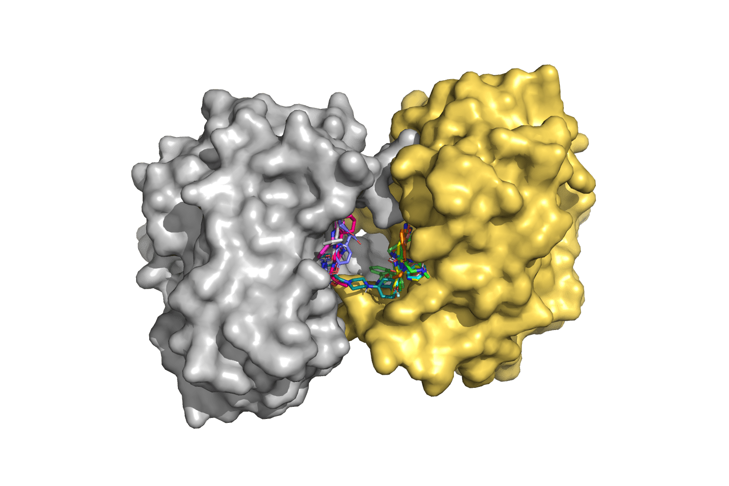 A 3d rendering of a protein structure.