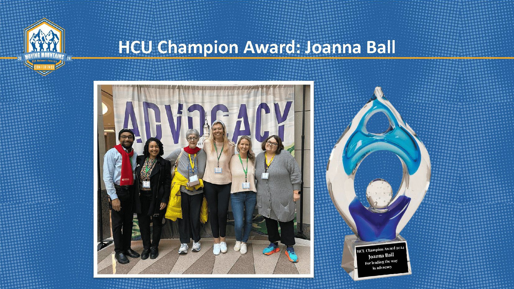 Joanna Ball HCU champion award 2023.